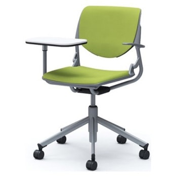 81S2PL FSF5 ルナ 5本脚チェア 肘付 タブレット付 背パッド付 グレーシェル シルバーフレーム ナイロン双輪 オカムラ(岡村製作所) 07119887