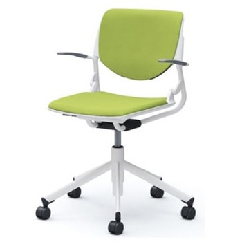 81S2AW FSF5 ルナ 5本脚チェア 肘付  背パッド付 ホワイトシェル ホワイトフレーム ナイロン双輪 オカムラ(岡村製作所) 07120079