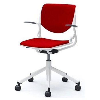 81S2AW FSF9 ルナ 5本脚チェア 肘付  背パッド付 ホワイトシェル ホワイトフレーム ナイロン双輪 オカムラ(岡村製作所) 07120088