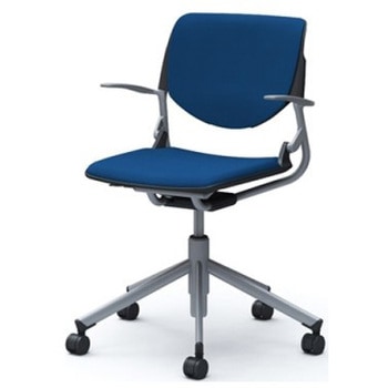 81S2CL FSF3 ルナ 5本脚チェア 肘付  背パッド付 ブラックシェル シルバーフレーム ナイロン双輪 オカムラ(岡村製作所) 07120140