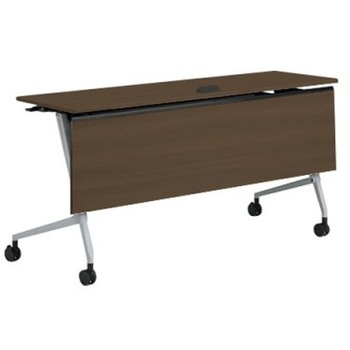 81F5XC MDA3 マルカ サイドフォールドテーブル コンセントユニット付 棚板無 木目幕板付 1500×450 オカムラ(岡村製作所) 07121077