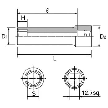 B4L-1-3/8 ディープソケット(6角 インチ) - 12.7mm 1個 KTC 【通販