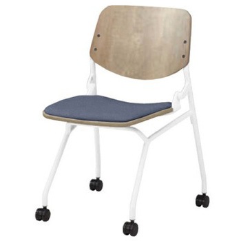 81S9EZ FXW4 ライブス ネスティングチェア 肘無  座パッド付 ソーンオークシェル ホワイトフレーム オカムラ(岡村製作所) 07122818