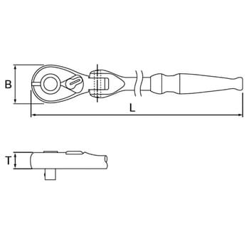 BR4FL Flex long ratchet handle KTC 07126567 - Type: Swing long