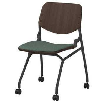 81S9CB FXW5 ライブス ネスティングチェア 肘無  座パッド付 PWダークシェル ブラックフレーム オカムラ(岡村製作所) 07128445