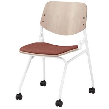 81S9DZ FXW6 ライブス ネスティングチェア 肘無  座パッド付 チョークドエルムシェル ホワイトフレーム オカムラ(岡村製作所) 07128497