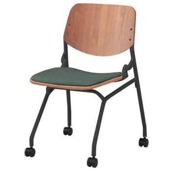 81S9FB FXW5 ライブス ネスティングチェア 肘無  座パッド付 ラスティックパインシェル ブラックフレーム オカムラ(岡村製作所) 07128515