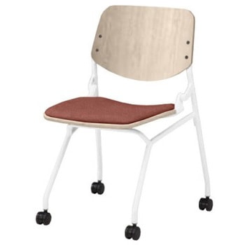 81S9GZ FXW6 ライブス ネスティングチェア 肘無  座パッド付 ビンテージエルムシェル ホワイトフレーム オカムラ(岡村製作所) 07128549