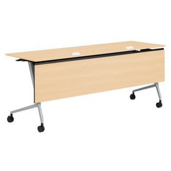 81F5XB MQ87 マルカ サイドフォールドテーブル コンセントユニット付 棚板無 木目幕板付 1800×600 オカムラ(岡村製作所) 07128881