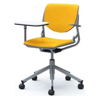 81S2PL PD33 ルナ 5本脚チェア 肘付 タブレット付 背パッド付 グレーシェル シルバーフレーム ナイロン双輪 オカムラ(岡村製作所) 07131367