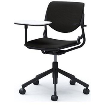 81S2QQ FSF1 ルナ 5本脚チェア 肘付 タブレット付 背パッド付 ブラックシェル ブラックフレーム ナイロン双輪 オカムラ(岡村製作所) 07131376