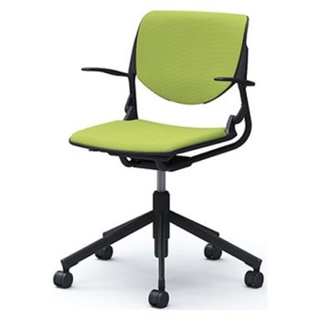 81S2CQ FSF5 ルナ 5本脚チェア 肘付  背パッド付 ブラックシェル ブラックフレーム ナイロン双輪 オカムラ(岡村製作所) 07131629