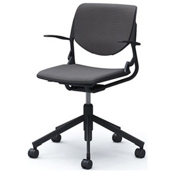 81S2CQ FSG2 ルナ 5本脚チェア 肘付  背パッド付 ブラックシェル ブラックフレーム ナイロン双輪 オカムラ(岡村製作所) 07131638