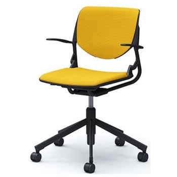 81S2CQ FSG9 ルナ 5本脚チェア 肘付  背パッド付 ブラックシェル ブラックフレーム ナイロン双輪 オカムラ(岡村製作所) 07131647