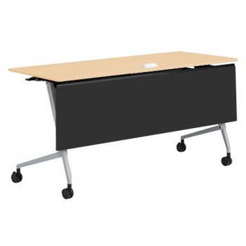 81F5ED MQ87 マルカ サイドフォールドテーブル コンセントユニット付 棚板無 樹脂幕板付 1500×600 オカムラ(岡村製作所) 07133781