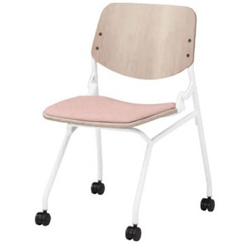 81S9DZ FXW8 ライブス ネスティングチェア 肘無  座パッド付 チョークドエルムシェル ホワイトフレーム オカムラ(岡村製作所) 07134210