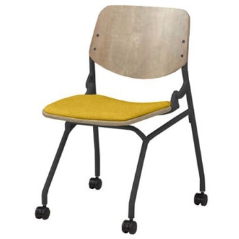 81S9EB FXW7 ライブス ネスティングチェア 肘無  座パッド付 ソーンオークシェル ブラックフレーム オカムラ(岡村製作所) 07134228