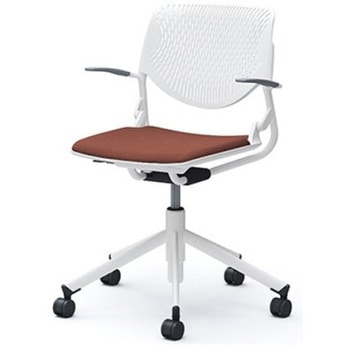 81S2AU FXW6 ルナ 5本脚チェア 肘付  背パッド無 ホワイトシェル ホワイトフレーム ナイロン双輪 オカムラ(岡村製作所) 07136538