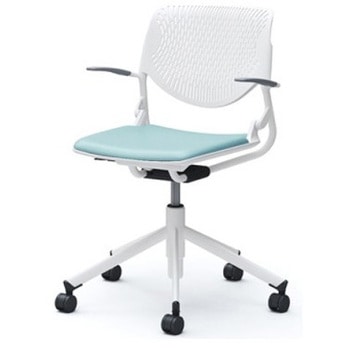 81S2AU PD31 ルナ 5本脚チェア 肘付  背パッド無 ホワイトシェル ホワイトフレーム ナイロン双輪 オカムラ(岡村製作所) 07136547