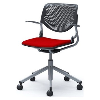 81S2CE FSF9 ルナ 5本脚チェア 肘付  背パッド無 ブラックシェル シルバーフレーム ナイロン双輪 オカムラ(岡村製作所) 07136581