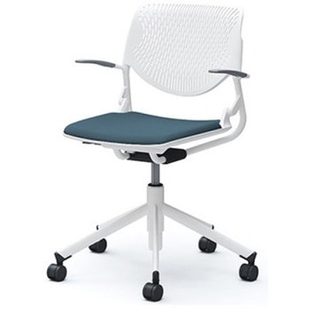 81S2AU FMV0 ルナ 5本脚チェア 肘付  背パッド無 ホワイトシェル ホワイトフレーム ナイロン双輪 オカムラ(岡村製作所) 07136766