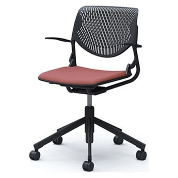 81S2CP FMV2 ルナ 5本脚チェア 肘付  背パッド無 ブラックシェル ブラックフレーム ナイロン双輪 オカムラ(岡村製作所) 07136800