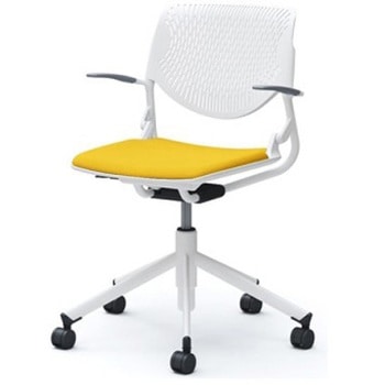 81S2AU FSG9 ルナ 5本脚チェア 肘付  背パッド無 ホワイトシェル ホワイトフレーム ナイロン双輪 オカムラ(岡村製作所) 07141998