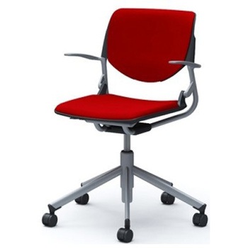 81S2CL FSF9 ルナ 5本脚チェア 肘付  背パッド付 ブラックシェル シルバーフレーム ナイロン双輪 オカムラ(岡村製作所) 07142375