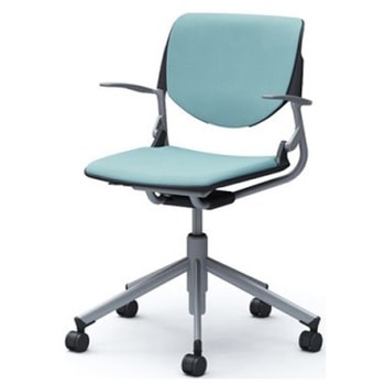 81S2CL FSG7 ルナ 5本脚チェア 肘付  背パッド付 ブラックシェル シルバーフレーム ナイロン双輪 オカムラ(岡村製作所) 07142391