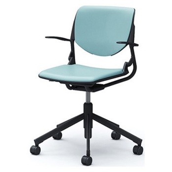 81S2CQ PD31 ルナ 5本脚チェア 肘付  背パッド付 ブラックシェル ブラックフレーム ナイロン双輪 オカムラ(岡村製作所) 07142400