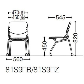 81S9EB FXW3 ライブス ネスティングチェア 肘無  座パッド付 ソーンオークシェル ブラックフレーム オカムラ(岡村製作所) 07144649