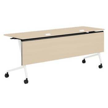 81F5XB MDB4 マルカ サイドフォールドテーブル コンセントユニット付 棚板無 木目幕板付 1800×600 オカムラ(岡村製作所) 07144807