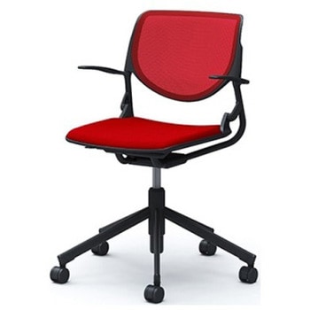 81S2CF FKA9 ルナ 5本脚チェア 肘付  背メッシュ ブラックシェル ブラックフレーム ナイロン双輪 オカムラ(岡村製作所) 07147169