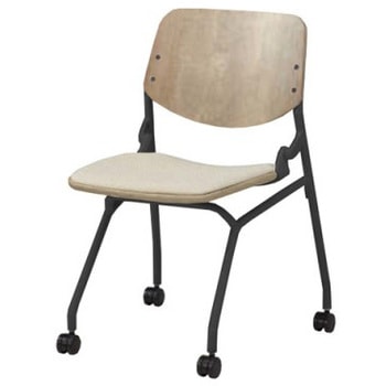 81S9EB FXW2 ライブス ネスティングチェア 肘無  座パッド付 ソーンオークシェル ブラックフレーム オカムラ(岡村製作所) 07149585