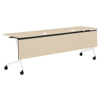 81F5XH MDB4 マルカ サイドフォールドテーブル コンセントユニット付 棚板無 木目幕板付 2100×600 オカムラ(岡村製作所) 07149741