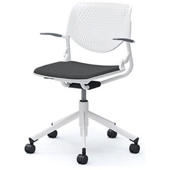 81S2AU FXW0 ルナ 5本脚チェア 肘付  背パッド無 ホワイトシェル ホワイトフレーム ナイロン双輪 オカムラ(岡村製作所) 07152087