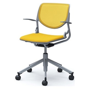 81S2BJ FKB9 ルナ 5本脚チェア 肘付  背メッシュ グレーシェル シルバーフレーム ナイロン双輪 オカムラ(岡村製作所) 07152358