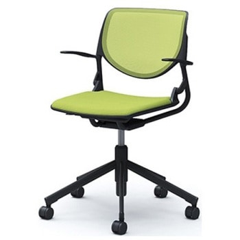 81S2CF FKA5 ルナ 5本脚チェア 肘付  背メッシュ ブラックシェル ブラックフレーム ナイロン双輪 オカムラ(岡村製作所) 07152367