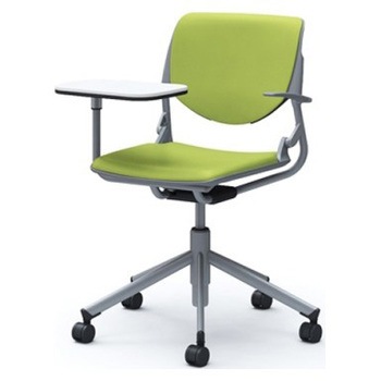 81S2PL PD32 ルナ 5本脚チェア 肘付 タブレット付 背パッド付 グレーシェル シルバーフレーム ナイロン双輪 オカムラ(岡村製作所) 07152410