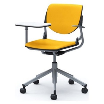 81S2QL PD33 ルナ 5本脚チェア 肘付 タブレット付 背パッド付 ブラックシェル シルバーフレーム ナイロン双輪 オカムラ(岡村製作所) 07152419