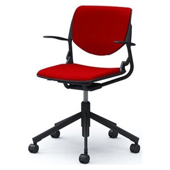 81S2CQ FSF9 ルナ 5本脚チェア 肘付  背パッド付 ブラックシェル ブラックフレーム ナイロン双輪 オカムラ(岡村製作所) 07152586