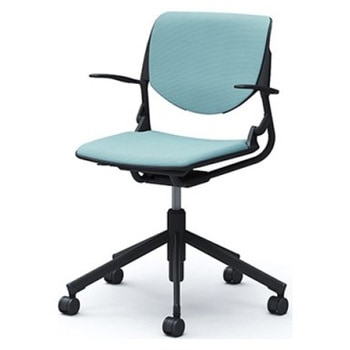 81S2CQ FSG7 ルナ 5本脚チェア 肘付  背パッド付 ブラックシェル ブラックフレーム ナイロン双輪 オカムラ(岡村製作所) 07152595