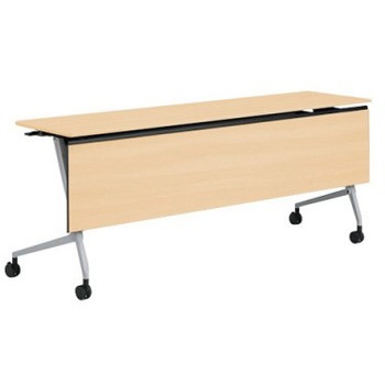 81F5ZA MQ87 マルカ サイドフォールドテーブル 棚板無 木目幕板付 1800×450 オカムラ(岡村製作所) 07153451