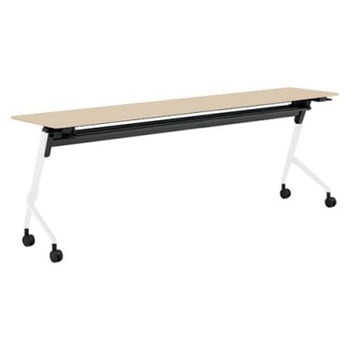 81F5BN MDB4 マルカ サイドフォールドテーブル 棚板付 樹脂幕板無 2100×450 オカムラ(岡村製作所) 07153539