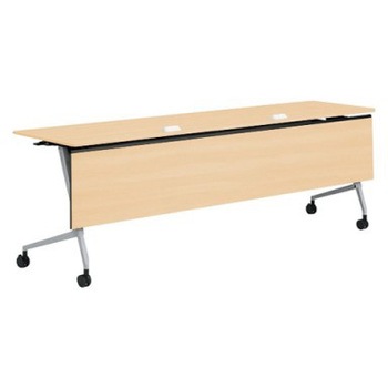 81F5XH MQ87 マルカ サイドフォールドテーブル コンセントユニット付 棚板無 木目幕板付 2100×600 オカムラ(岡村製作所) 07154869