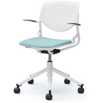 81S2AU FSG7 ルナ 5本脚チェア 肘付  背パッド無 ホワイトシェル ホワイトフレーム ナイロン双輪 オカムラ(岡村製作所) 07157468