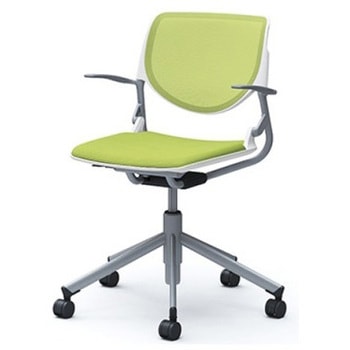 81S2AJ FKA5 ルナ 5本脚チェア 肘付  背メッシュ ホワイトシェル シルバーフレーム ナイロン双輪 オカムラ(岡村製作所) 07157660