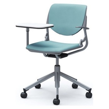 81S2PL FSG7 ルナ 5本脚チェア 肘付 タブレット付 背パッド付 グレーシェル シルバーフレーム ナイロン双輪 オカムラ(岡村製作所) 07157696