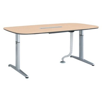 4L17TT MR97 リフティオ 昇降テーブルH/船形/配付 配線口アルミ色 オカムラ(岡村製作所) 07159157