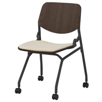 81S9CB FXW2 ライブス ネスティングチェア 肘無  座パッド付 PWダークシェル ブラックフレーム オカムラ(岡村製作所) 07160548